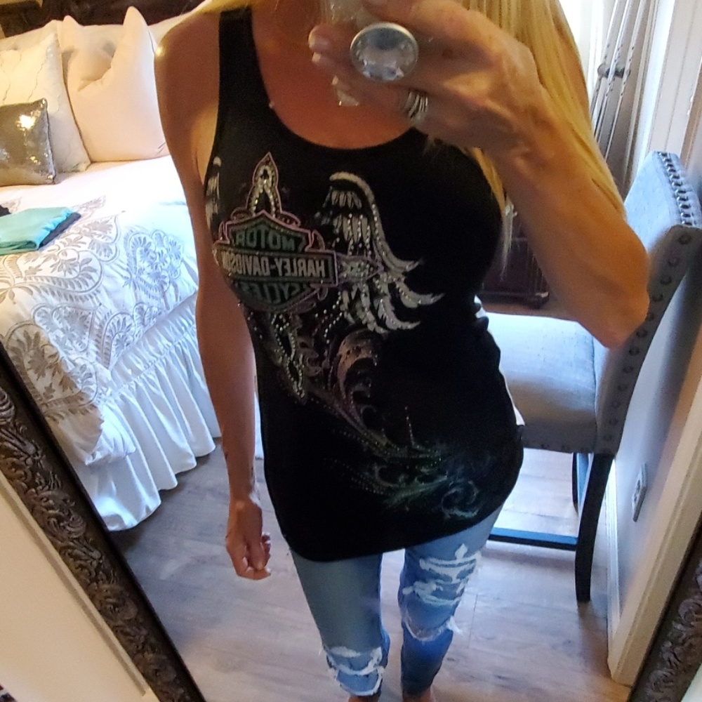 Harley Davidson rhinestone tank top
